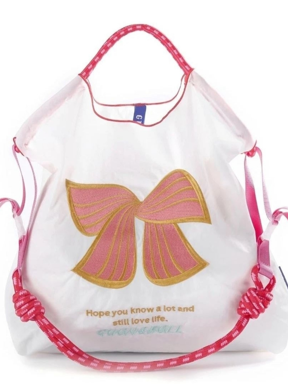 Guan&Ball Embroidery Initial Nylon Tote Bag